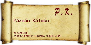 Pázmán Kálmán névjegykártya